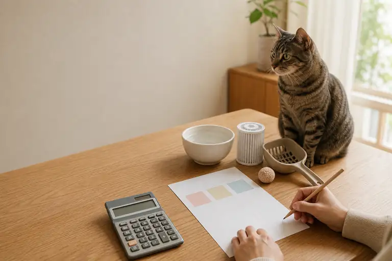 猫用品の本体と交換品へ予算を配分する様子（NYALECTA編集部によるイメージ）